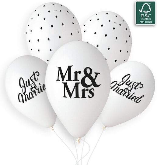 13" Μπαλόνια Just Married Mr & Mrs 25τμχ