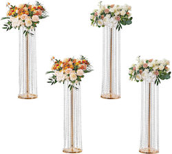 Vevor 4 bucăți suport de flori de nuntă din cristal de 90 cm înălțime, piese centrale luxoase, vază de cristal aurie metalică, ideală pentru ceremonie, petrecere de nuntă, eveniment de cină pe scena T, hotel, decor acasă