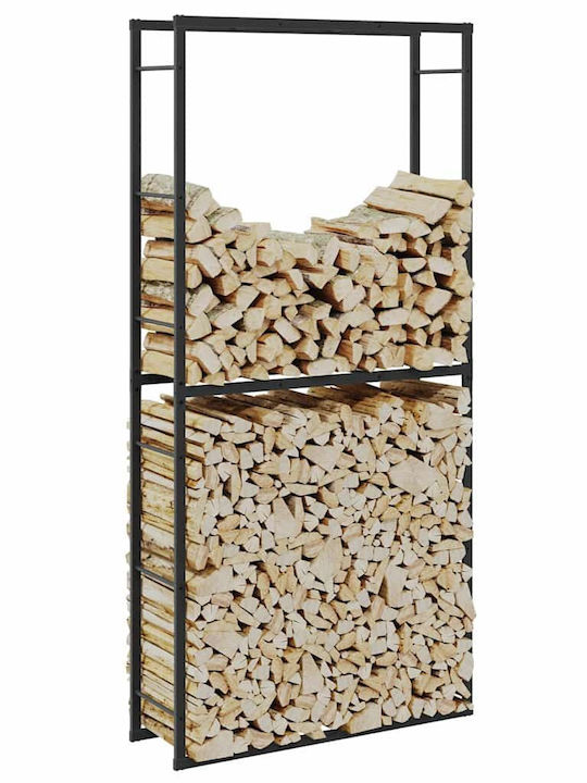 vidaXL Ξύλινο Ράφι Αποθήκευσης Ξύλων 100x30x209cm Μαύρο
