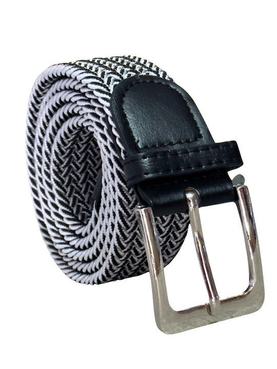 Men's Knitted Artificial Leather Wide Elastic Belt Black