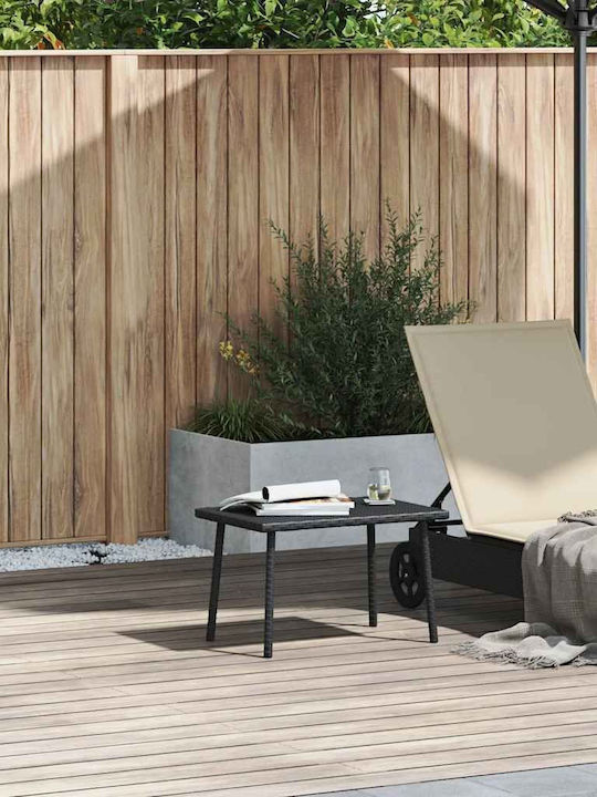 Sitting Room Outdoor Rattan Table Black 60x40x37cm