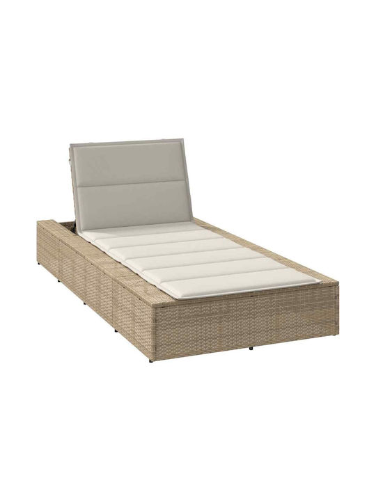 Градински и басейнови шезлонги Rattan с бежово възглавнично легло 210x100x28см