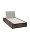 Liegestuhl Rattan mit Kissen Braun 210x100x28cm.