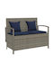 Bench Outdoor Rattan with Chest and Pillows