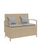 Bench Outdoor Rattan with Chest and Pillows