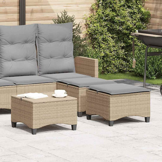 Băncuțe De Grădină Cub Pentru Exterior Rattan Cu Pernă Bej 2 Buc 55x55x36cm