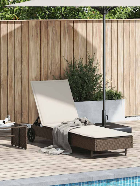 Ξαπλώστρα Rattan με Μαξιλάρι & Ρόδες Καφέ 200x5...
