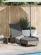 Ξαπλώστρα Rattan με Μαξιλάρι & Ρόδες Γκρι 200x55x25.5εκ.