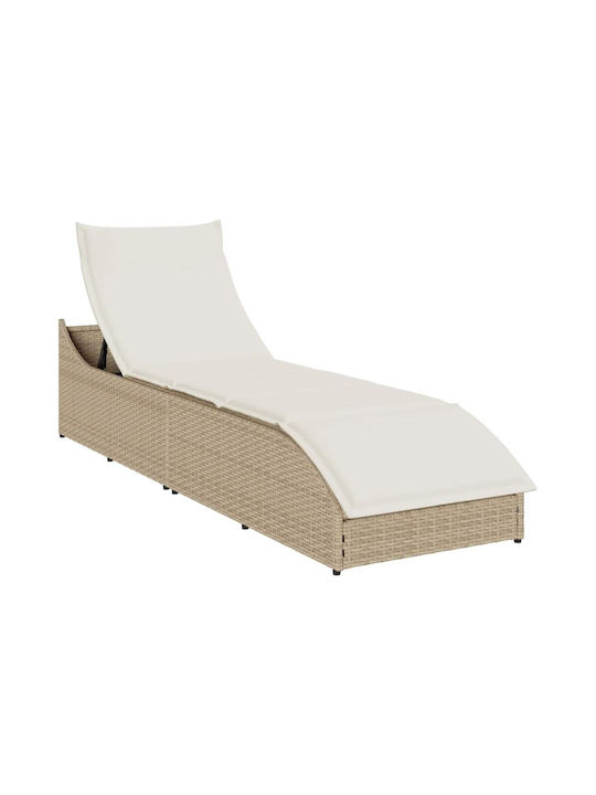 Liegestuhl Rattan mit Kissen Beige 200x59x43cm.