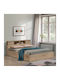 Olympus Double Bed Wooden Natural With Slats For Mattress 160x200cm