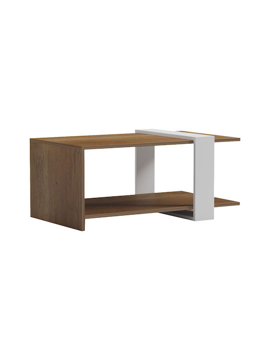 Rectangular Coffee Table Masasi from Solid Wood Natural-White Shade L80xW50xH35cm.