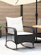 Rocking Chair Rattan Black Velvet-Black Metal with Cushion 50x60x93cm