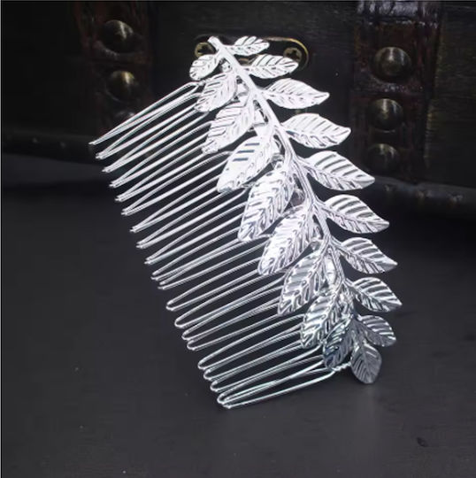 Elegant Bridal Hair Comb Silver Olive Design Fanhua