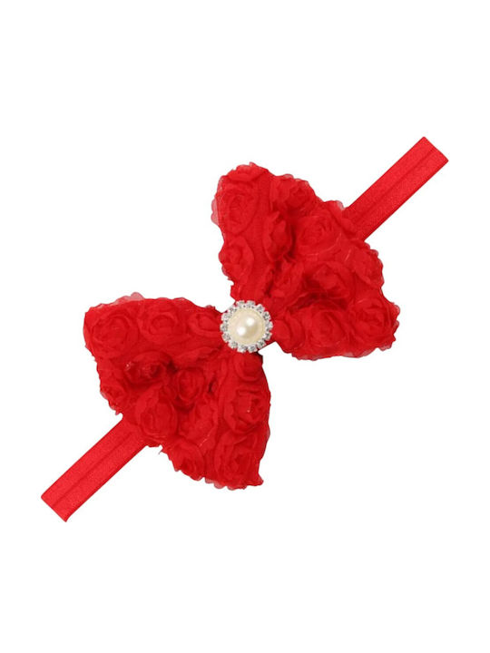 Official Elastic Unique Headband Rich Little Roses Impressive Shiny Pearl Rhinestones Red