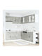 Lucca Kitchen Cabinet Set Wall & Floor with Countertop Grey Concrete 342x46x141.5cm
