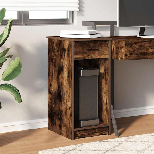 Computer Tower Stand Drawer Smoked Oak 35x45x77 cm Smoked Oak 858744