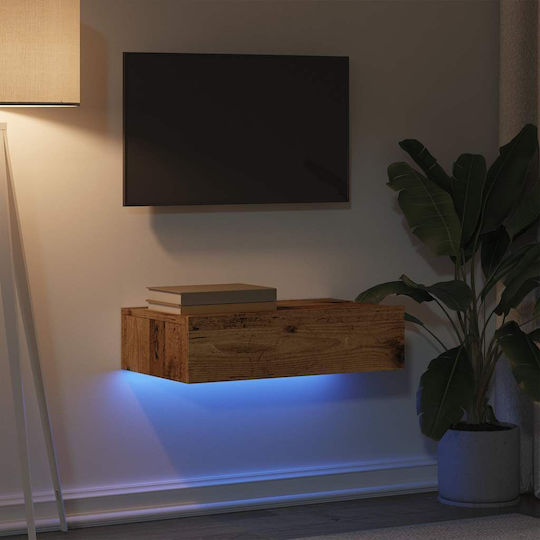 Vidaxl Ντουλάπι Τηλεόρασης Φώτα Led Παλιό Ξύλο 60x35x15,5 Cm Καφέ