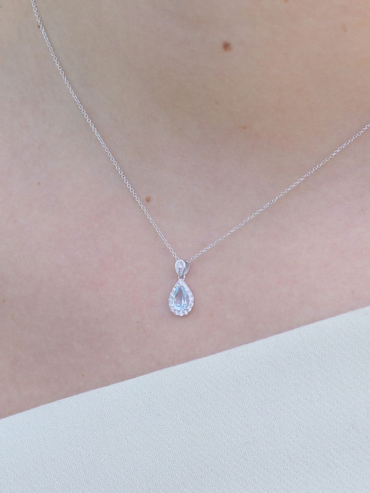 Κολιέ Ροζέτα Sky Blue Topaz & Διαμάντια Λευκόχρυσος Κ18 P-75962 Λευκόχρυσο K18 Κολιέ Ροζέτα Sky Blue Topaz & Διαμάντια Λευκόχρυσος Κ18 P-75962 Λευκόχρυσο K18