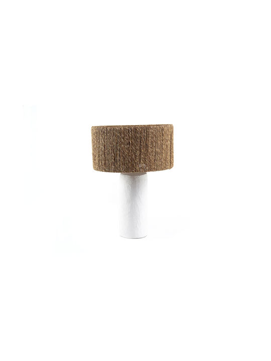 Soulworks Table Lamp with Brown Shade and White Base