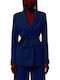 Fracomina Μακρύ Γυναικείο Σακάκι Dark Blue