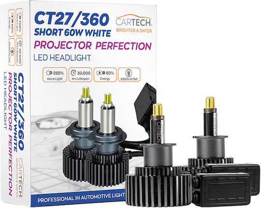 Cartech Lămpi Autoturismului H3 LED 6500K Alb rece 60W 2buc