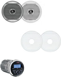 Jensen Cpmx150wh Ολοκληρωμένο Πακέτο Πηγής Bluetooth & Ηχείων & Γρίλιων Λευκό Σετ