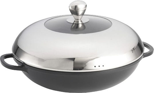 Oală Wok Aluminiu Turnat/Capac Oțel Inoxidabil Inducție 3.4lt Φ33x19cm Tablecraft 1 Buc