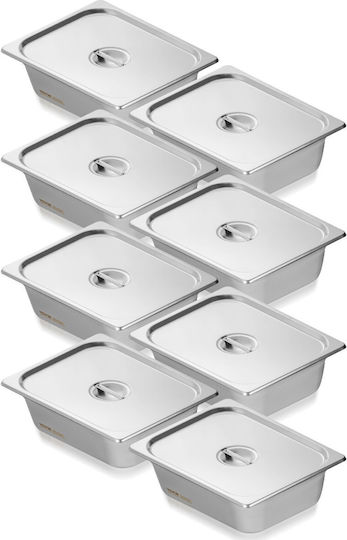 Vevor 8 Pack 1/2 Size Hotel Pans Tabletop Steam Pan Stainless Steel Deep Lid 4