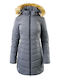 Lady Lang Damen Puffer Jacke für Winter Gray