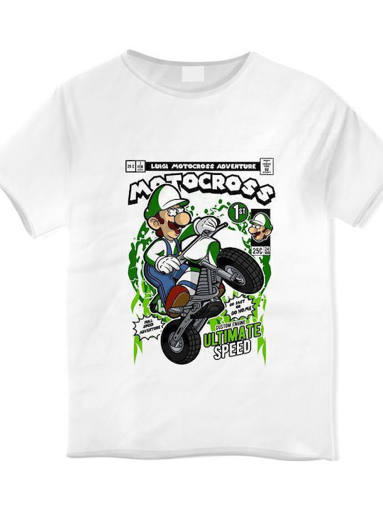 Παιδικό T-shirt White Luigi Motocross