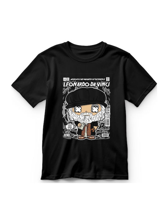 Παιδικό T-shirt Black Leonardo Da Vinci