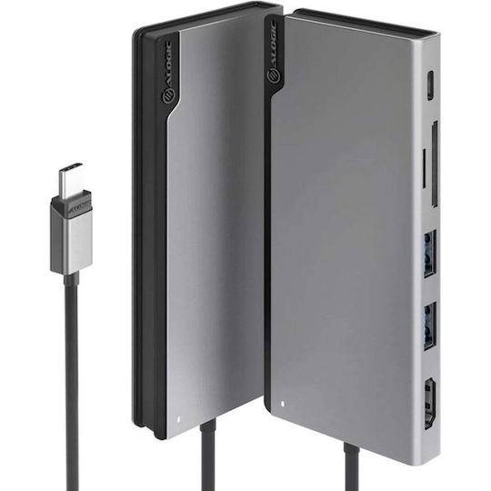 Alogic Ultra Usb-C Dock Uni V2 USB-C Stație de andocare cu HDMI 4K PD Gri