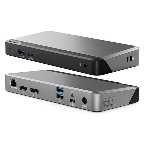 Alogic Universal Dual 4K Dockin USB-C Docking Station with DisplayPort 4K PD Ethernet and Support for 2 Monitors Gray