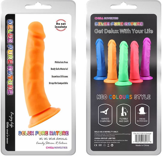 Realistisches Dildo mit Hoden und Saugnapf Orange 22.5cm