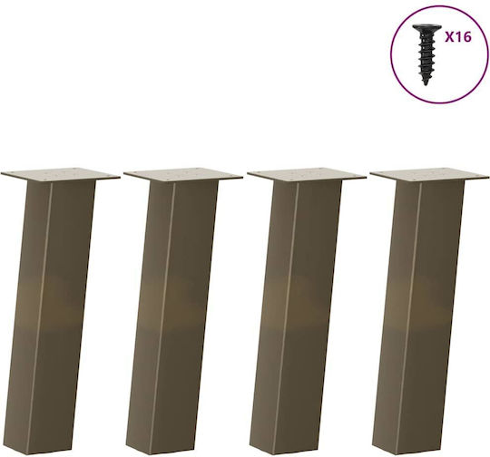Coffee Table Legs 4 Pcs Natural Steel 42 cm Steel Brown 42 cm 80 mm