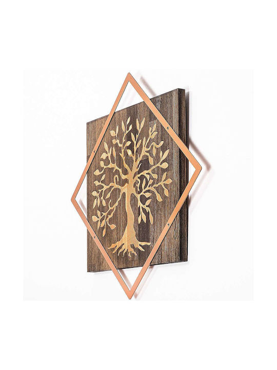 Wallity 3D Mixed Art Tree Ροζ Χρυσό από Ξύλο 54x54cm