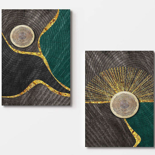 Canvas Painting Set of 2 Pieces 910nvt1254 70x100cm Multi Wallity Vertical Wood Canvas