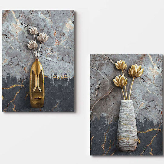 Canvas Painting Set 2pcs 910nvt1252 70x100cm Multi Wallity Vertical Wood Canvas