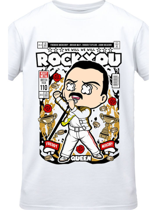 T-shirt Freddy Mercury Pop Culture White