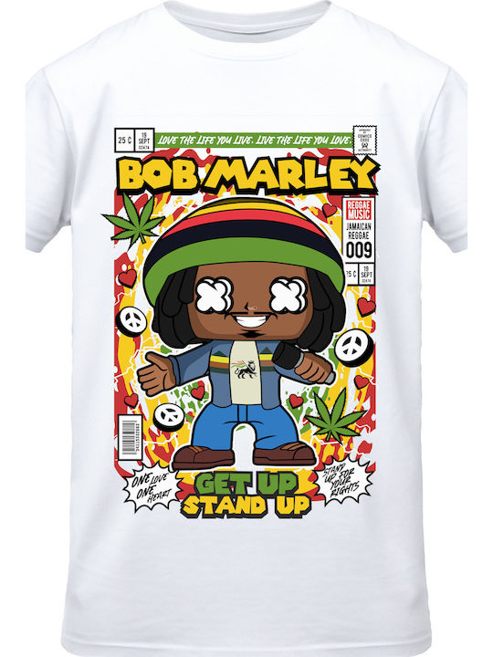 Tricou Bob Marley Cultură Pop Alb