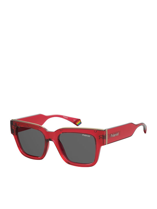 Polaroid Unisex Sunglasses with Red Plastic Fra...