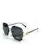 Woman's Fashion Women's Sunglasses with Gold Metal Frame and Black Lens G-94