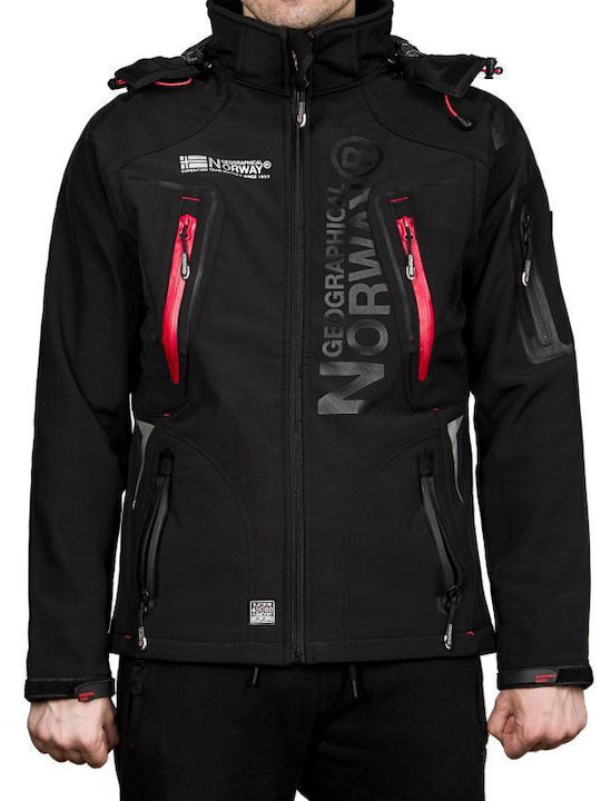 Techno Χειμωνιάτικο Μπουφάν Softshell Αδιάβροχο και Αντιανεμικό Black
