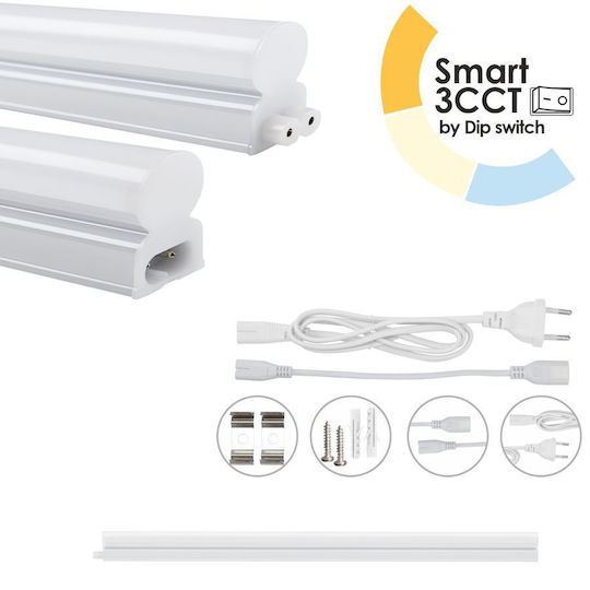 El199412 LED T5 Leuchte 8W|800lm|3CCT 3000-4000-6500K mit Dip-Schalter|587x22,5xH36mm Enjoysimplicity +Kabel 1m +Kabel 15cm
