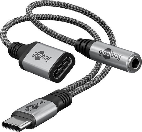 Goobay Μετατροπέας USB-C / 3.5mm male σε 3.5mm / USB-C female Γκρι 1τμχ 74524