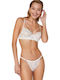 Dyana Lace Underwear Set with Bra & Brazil White