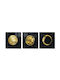 Πίνακας Γυάλινος Σετ 3τμχ 698gls1287 60x60cm Black-gold Wallity Τετράγωνοι Γυαλί