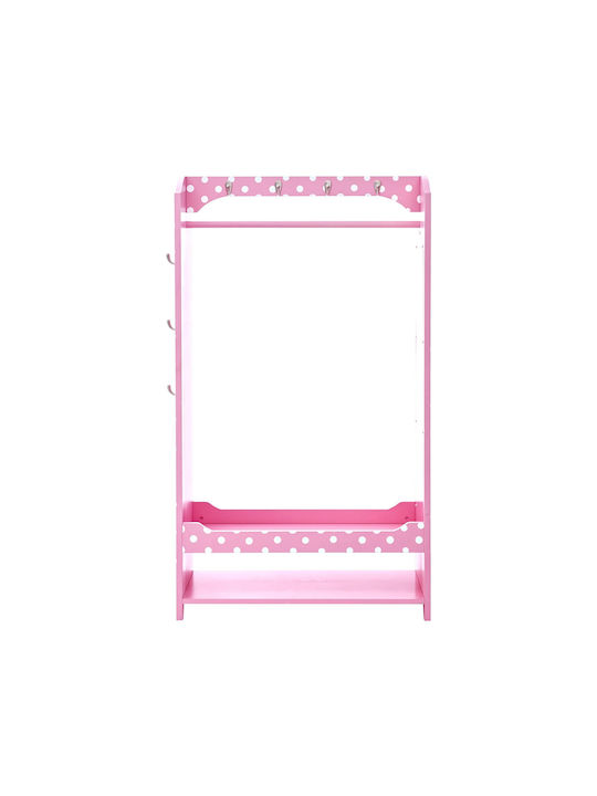 Agățătoare De Perete Pentru Copii Multi Hook Din Lemn Roz Cu Raft 80x26x102cm