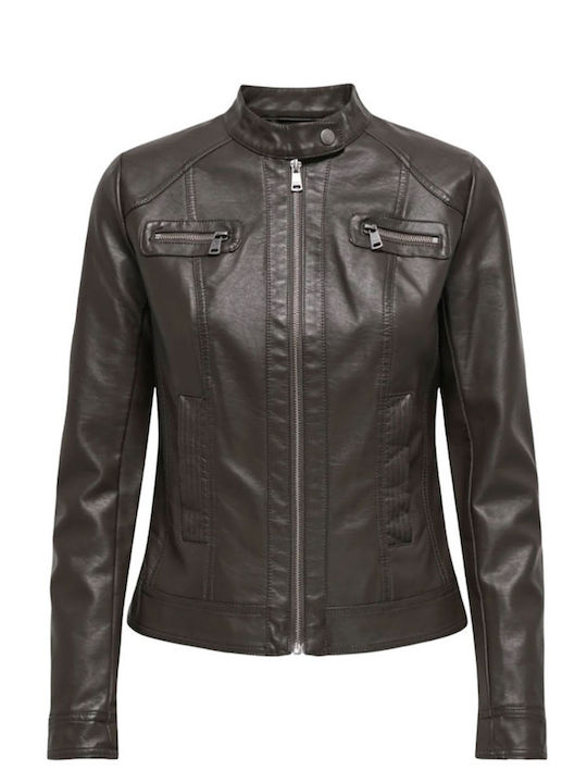 Only Γυναικείο Biker Jacket Καφέ