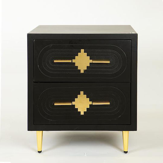 Metal Bedside Table Black 50x40x56cm
